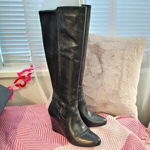 Rudsak Black Leather Wedge Boots 37 / 6